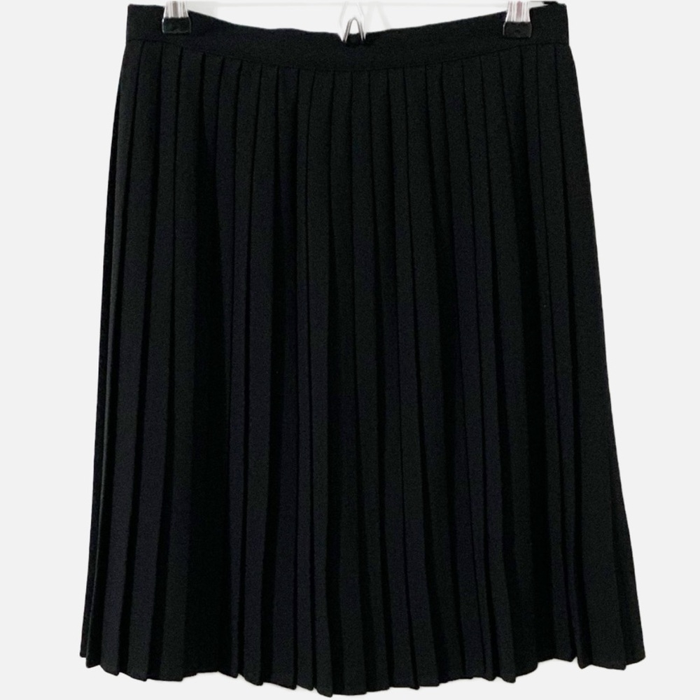 Vintage Imagio Structured Pleated Unlined Black Midi Skirt Back Zipper A-line 🖤